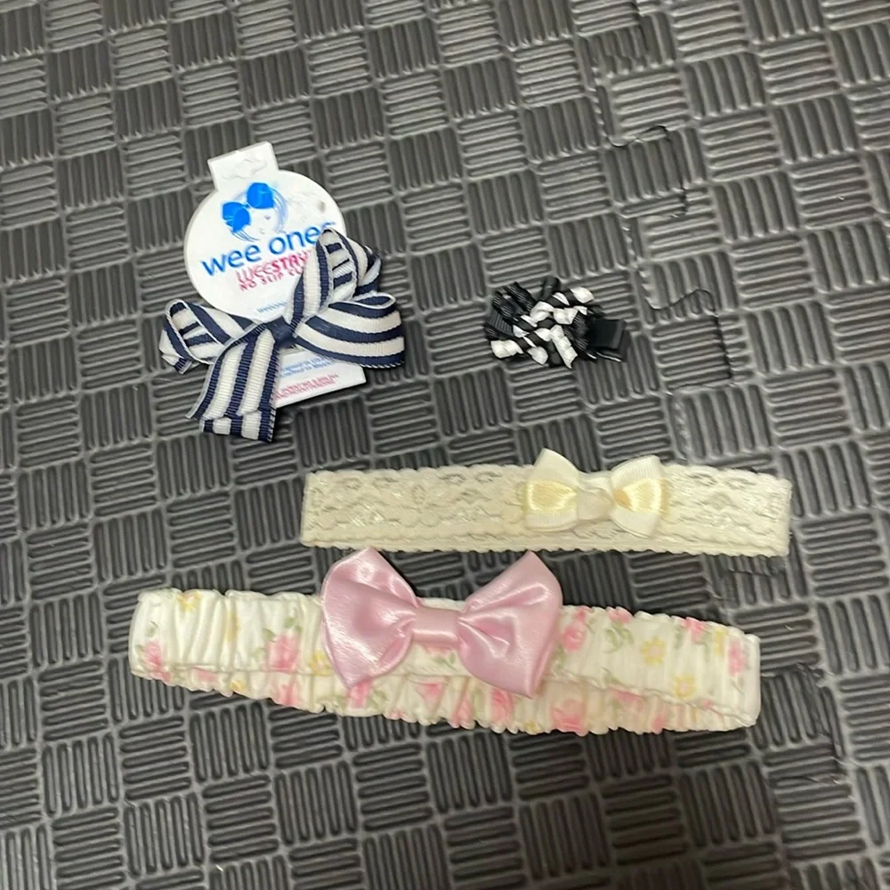 Baby hair accessories,clips and bows pink, black, white and beige